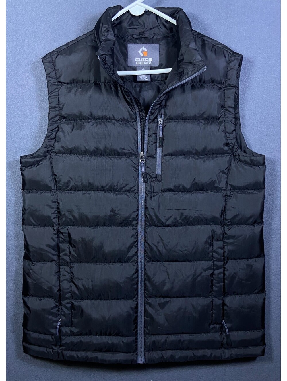 Guide Gear Field Tested Puffer Vest Mens L Black Duck Down Mock Neck Full Zip 23